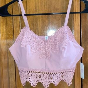 mudd pink lace crop top